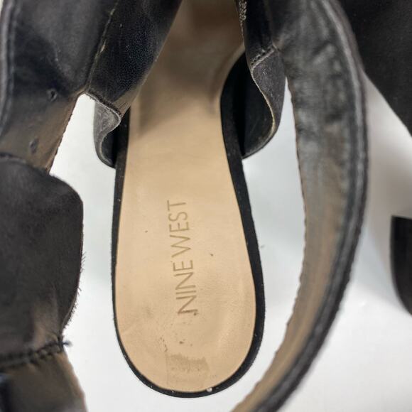 Nine West Jomei Sandals Open Toe High Heel Black Faux Suede Womens 9M - Picture 8 of 11